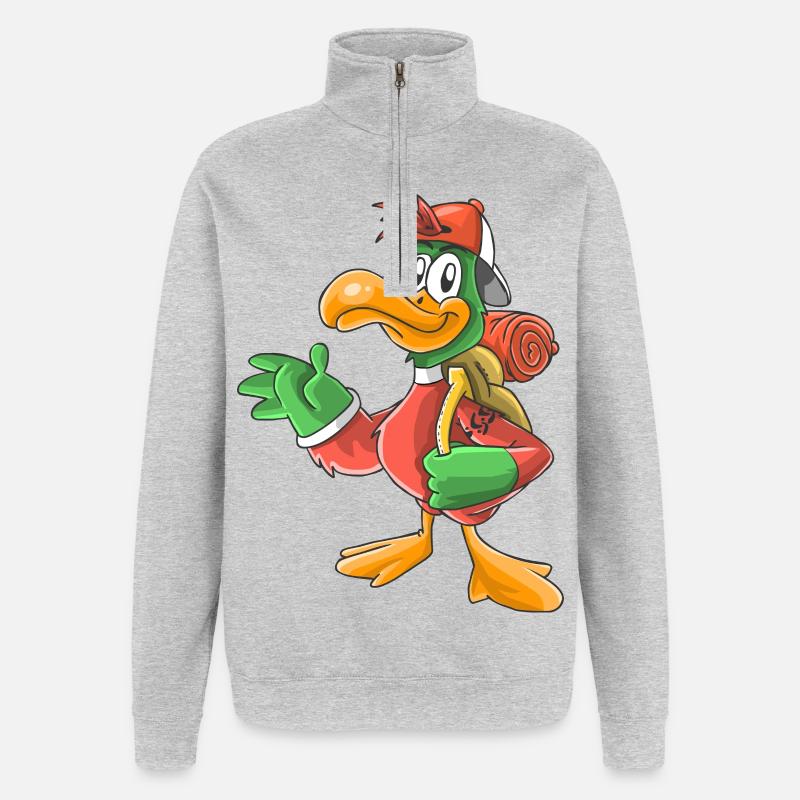 Lustiger Wandervogel - Quarter-Zip-Sweatshirt - Grau meliert