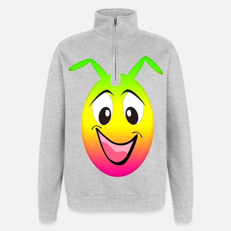 Regenbogen Lächeln  - Quarter-Zip-Sweatshirt - Grau meliert