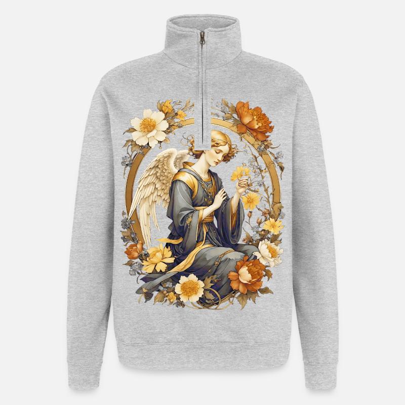 Engel - Quarter-Zip-Sweatshirt - Grau meliert