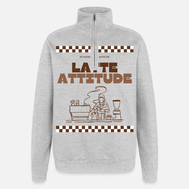 Latte Attitude - Quarter-Zip Sweatshirt - heather grey