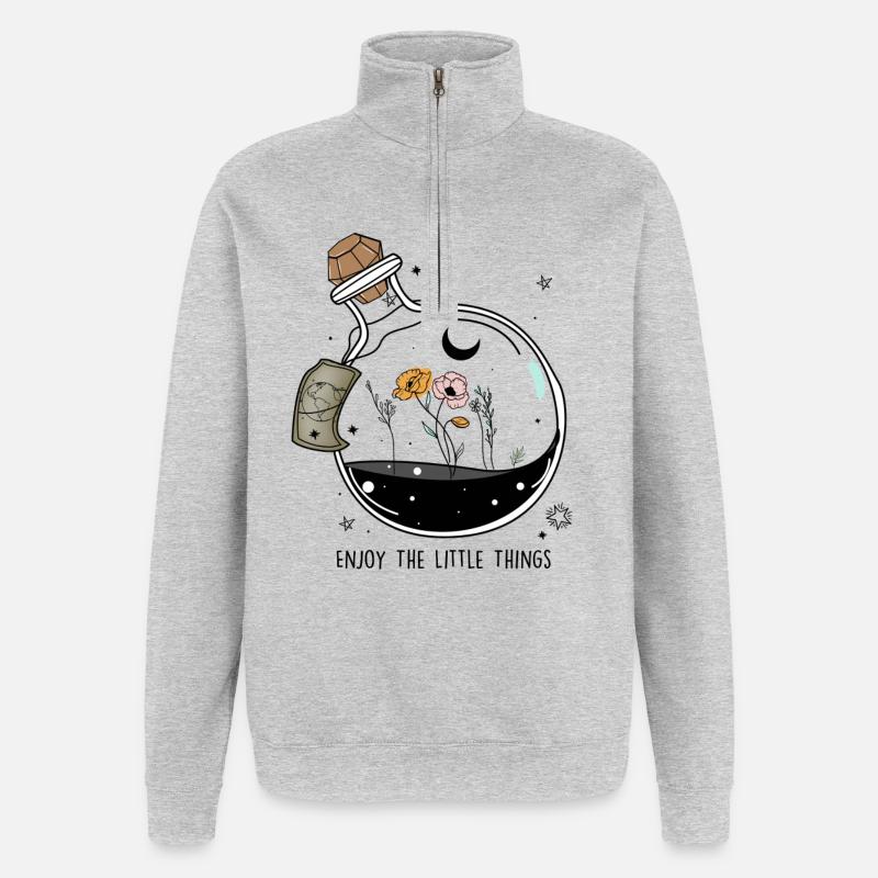 Moonlit Floral Elixir - Quarter-Zip Sweatshirt - heather grey