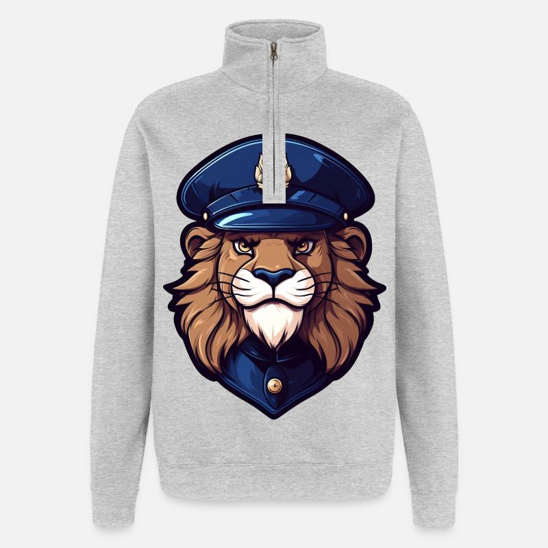 Polizei Löwe - Quarter-Zip-Sweatshirt - Grau meliert