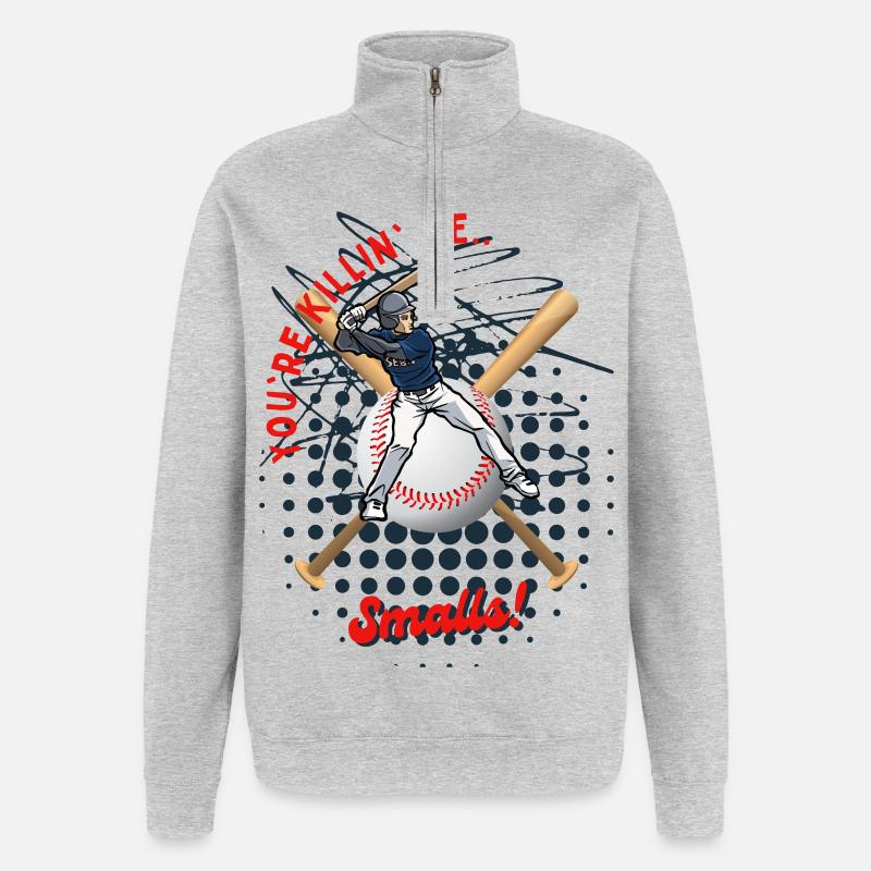 Baseball Batter with Playful Text - Quarter-Zip Sweatshirt - heather grey