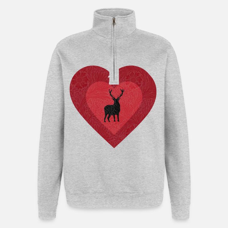 Liebe U Liebe - Quarter-Zip-Sweatshirt - Grau meliert
