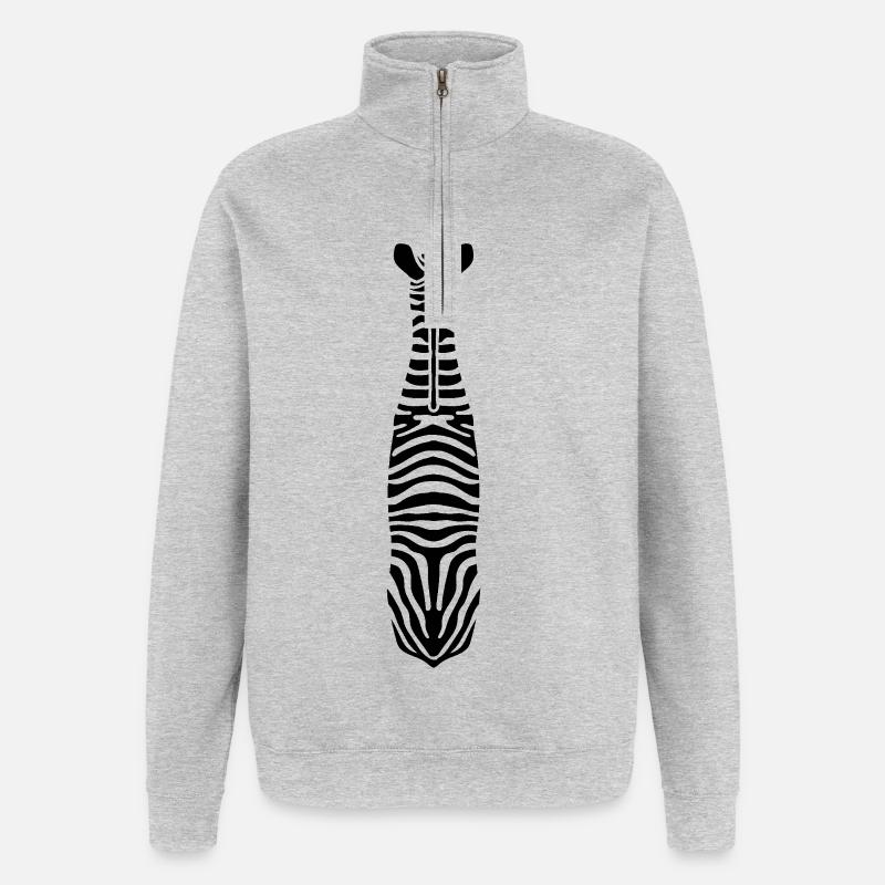 Zebra mit Einzigartigen Streifen - Quarter-Zip-Sweatshirt - Grau meliert