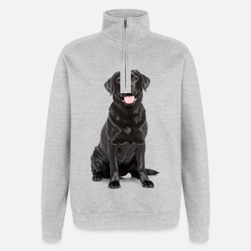 Schwarzer Labrador – Loyal, liebenswert & Charmant - Quarter-Zip-Sweatshirt - Grau meliert