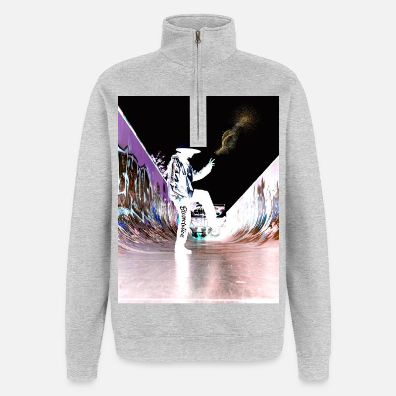 Blessolution "Balance" - Quarter-Zip-Sweatshirt - Grau meliert