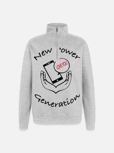 New Power Generation Love Message Design - Quarter-Zip Sweatshirt - heather grey