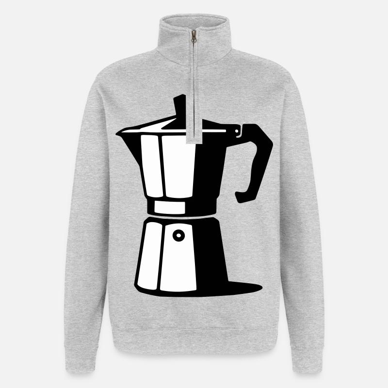 Cafetière à expresso - Sweat à zip 1/4 - gris chiné