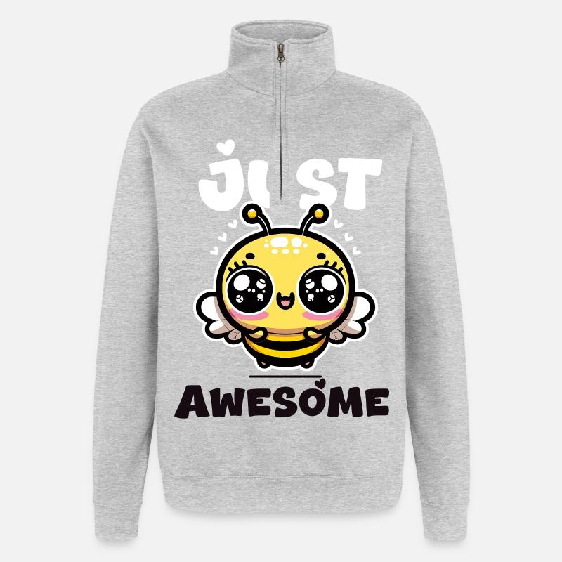Juste une abeille géniale - Sweat à zip 1/4 - gris chiné