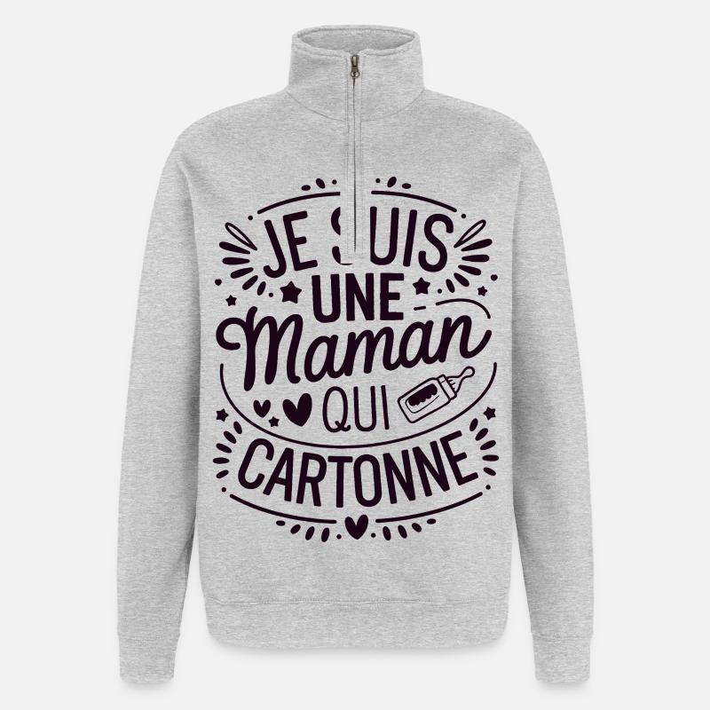 Ich bin eine erfolgreiche Mutter - Quarter-Zip-Sweatshirt - Grau meliert