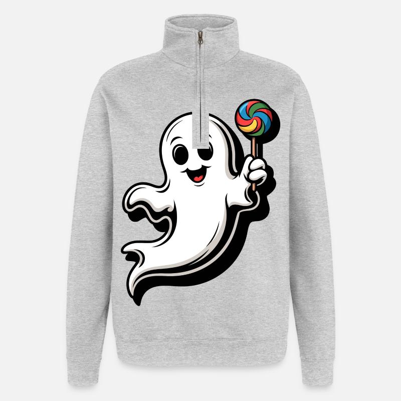 Fröhlicher Geist mit Lollipop - Quarter-Zip-Sweatshirt - Grau meliert