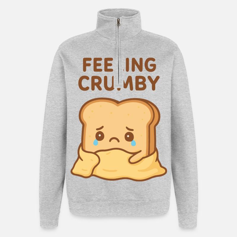 Feeling Crumby Toast Maskottchen - Quarter-Zip-Sweatshirt - Grau meliert