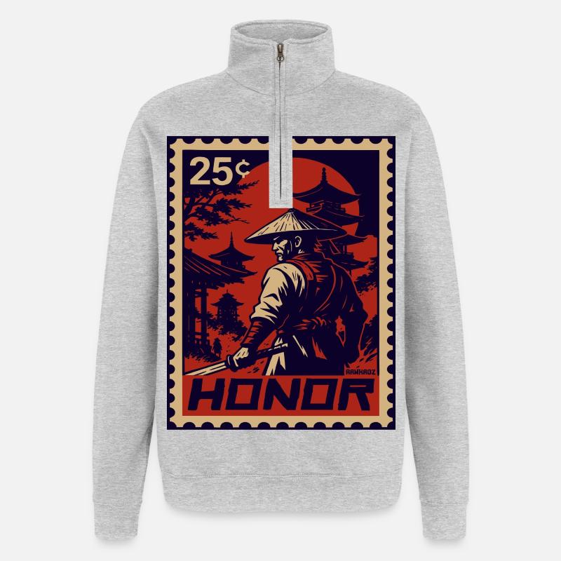 Sceau d’honneur du Samouraï Rouge - Sweat à zip 1/4 - gris chiné