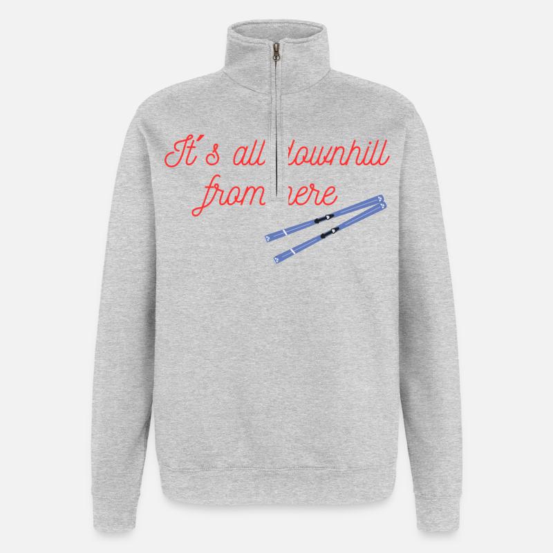 Von hier aus Ski Abfahrt - Quarter-Zip-Sweatshirt - Grau meliert