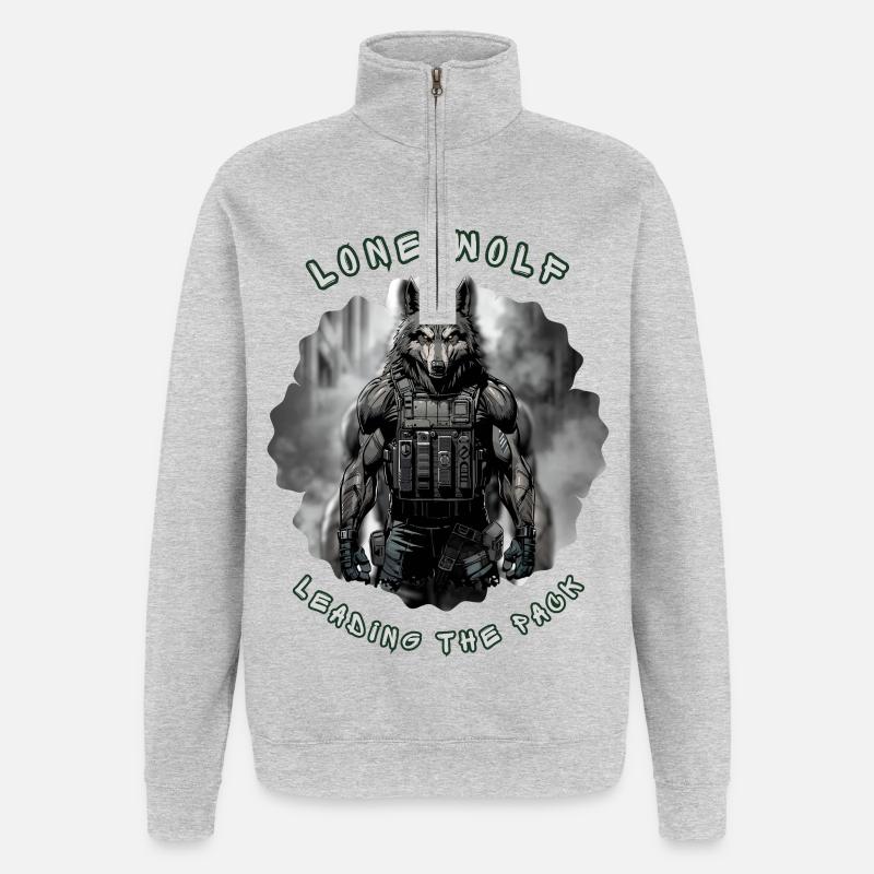 Lone Wolf Commando – Taktischer Alpha-Soldat - Quarter-Zip-Sweatshirt - Grau meliert