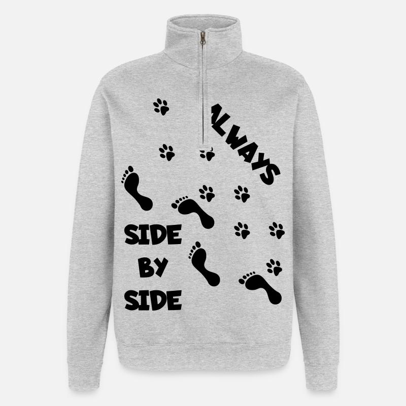 Seite an Seite mit Hund * - Quarter-Zip-Sweatshirt - Grau meliert