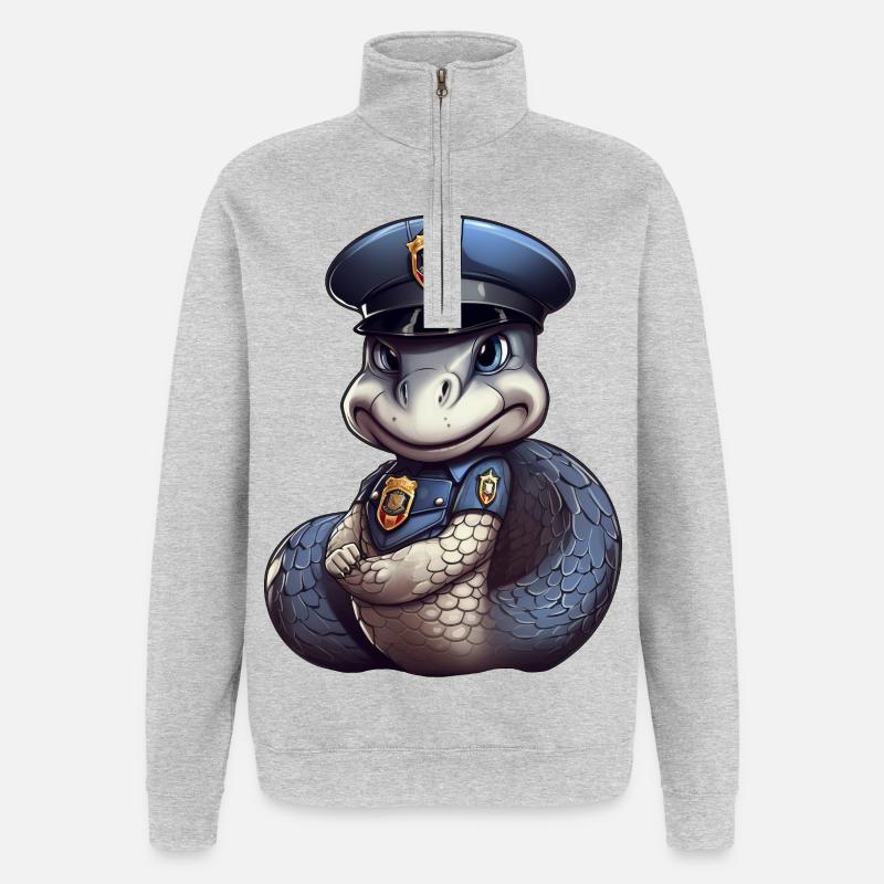 Serpent policier - Sweat à zip 1/4 - gris chiné