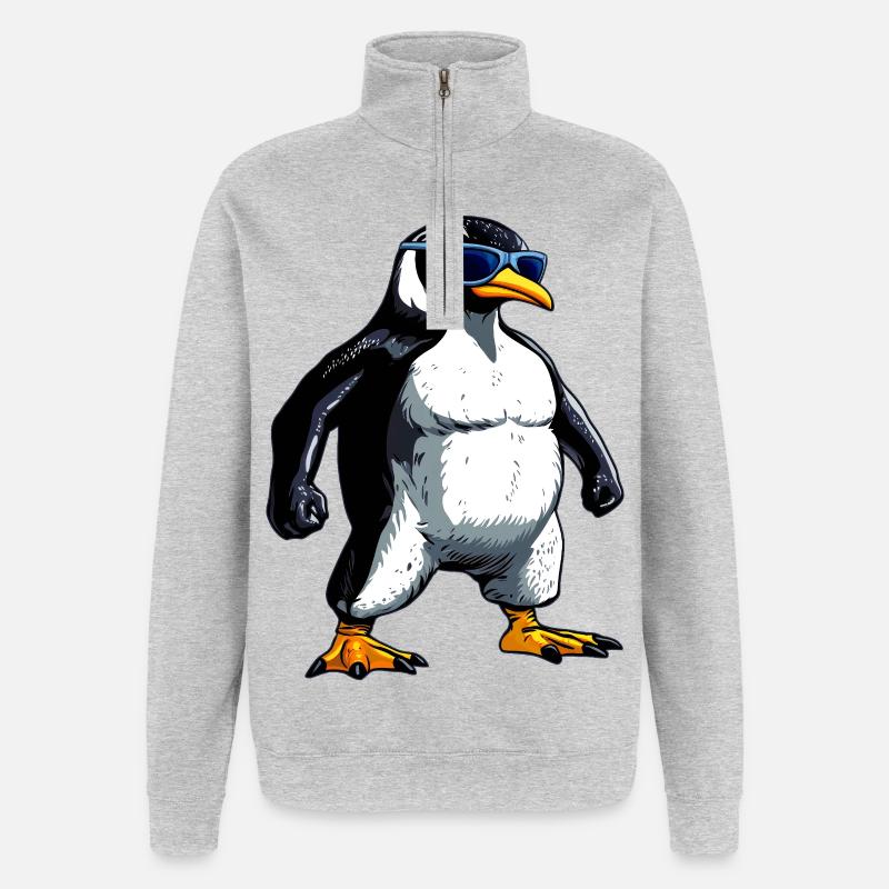 Penguin Bodybuilder - Sweat à zip 1/4 - gris chiné