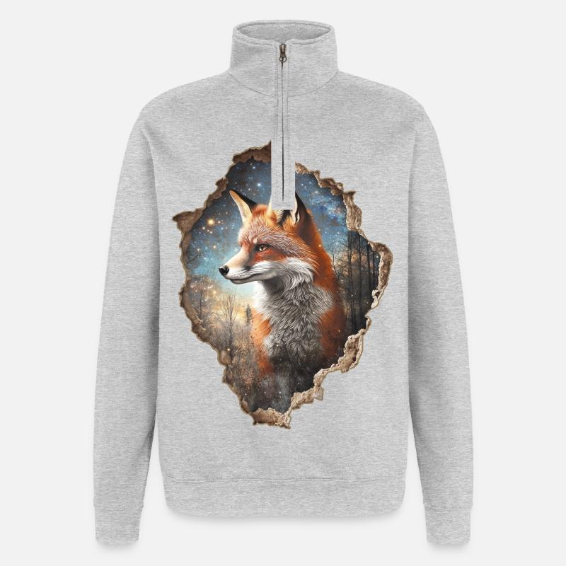 Fox - Quarter-Zip Sweatshirt - heather grey