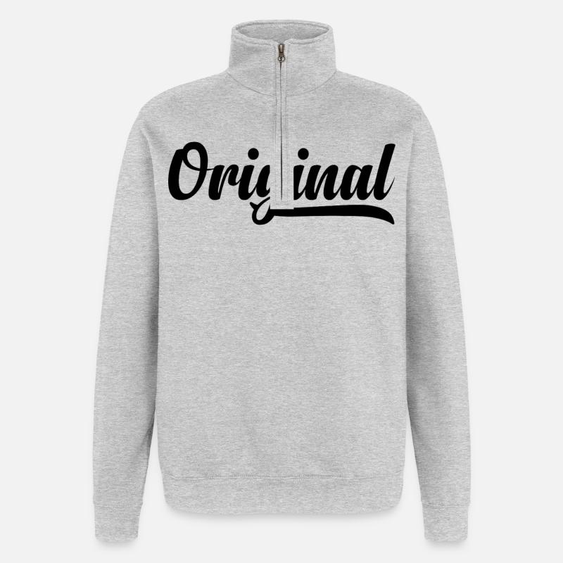 Langue source - Sweat à zip 1/4 - gris chiné