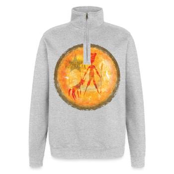 Aboriginal Kunstafari Australien - Quarter-Zip-Sweatshirt - Grau meliert - Vorne - AI Model Female 172 light (172cm) & AI Model Male 178 dark (178cm)