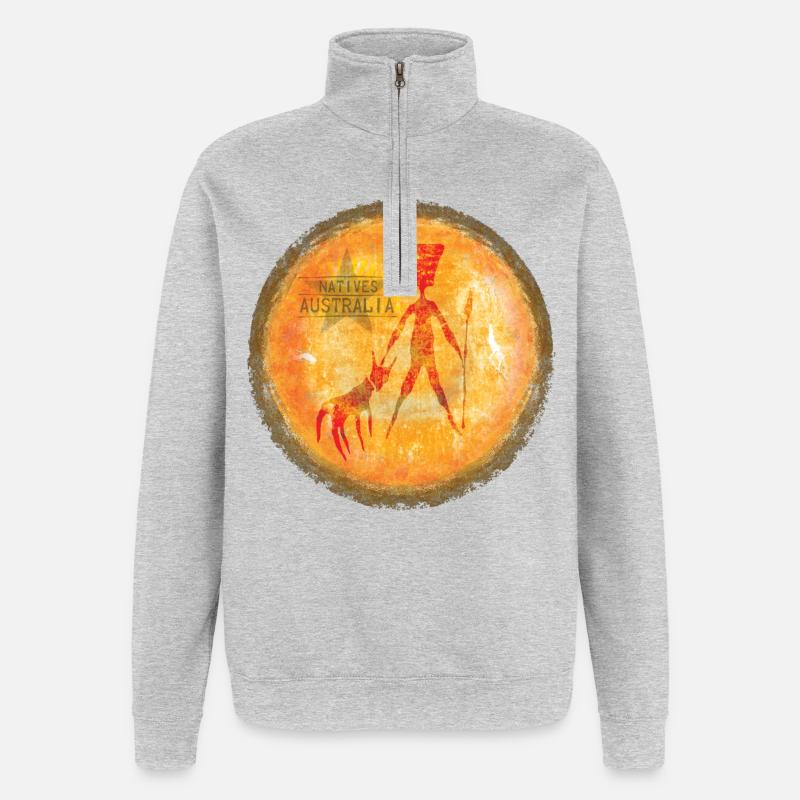 Aboriginal Kunstafari Australien - Quarter-Zip-Sweatshirt - Grau meliert