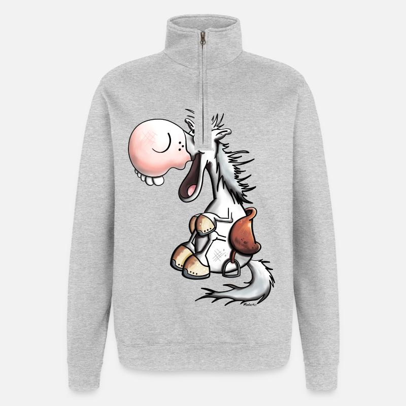 Pamina das Pferd - Quarter-Zip-Sweatshirt - Grau meliert
