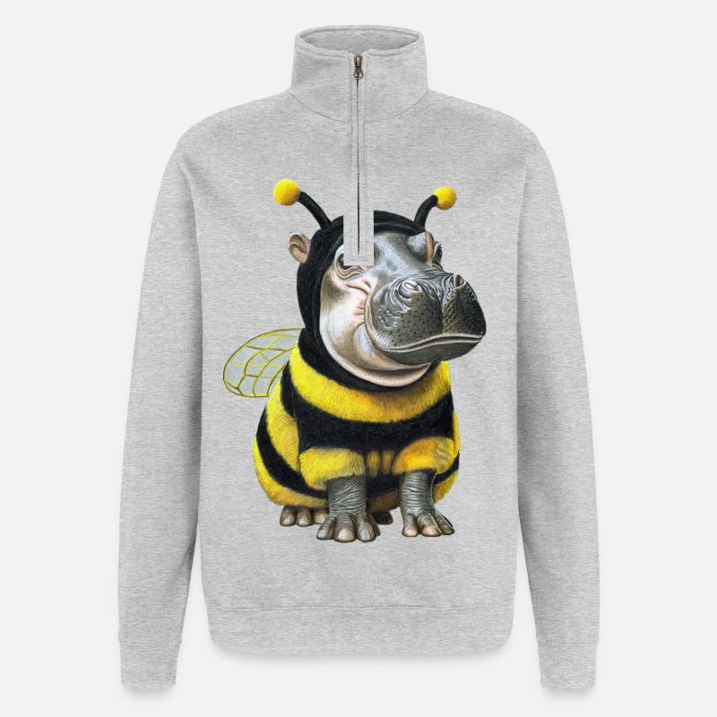 Nilpferd Biene 2 - Quarter-Zip-Sweatshirt - Grau meliert