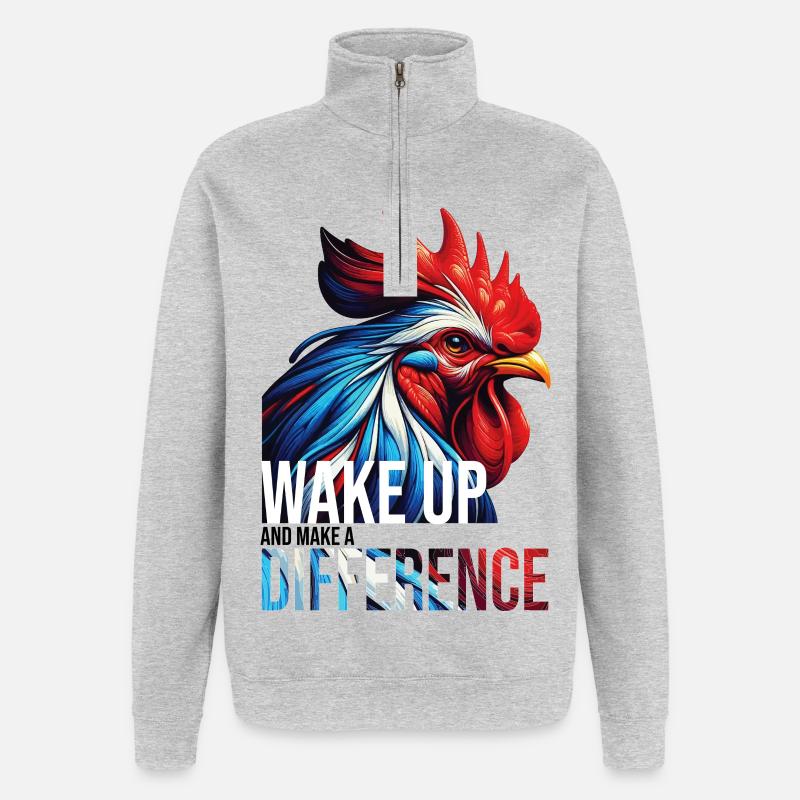 WAKE UP AND MAKE A DIFFERENCE - Quarter-Zip Sweatshirt - heather grey