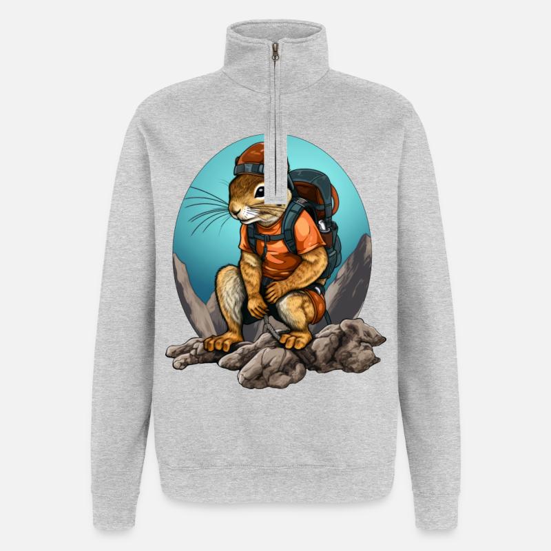 Eichhörnchen Bergsteiger / Wandern Eichhörnchen - Quarter-Zip-Sweatshirt - Grau meliert