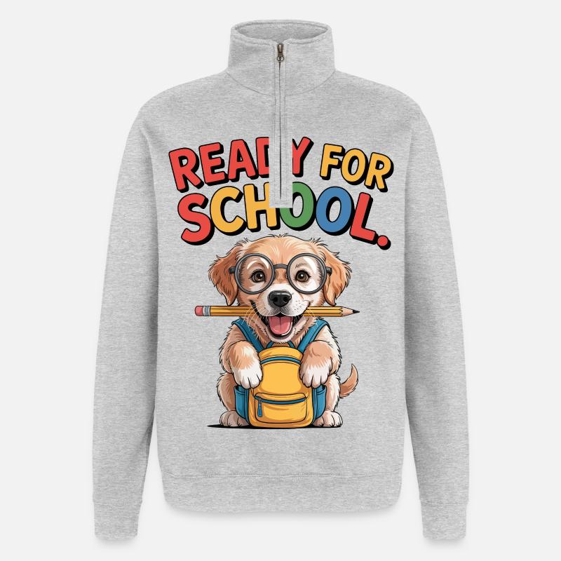Chiot d’école - Sweat à zip 1/4 - gris chiné