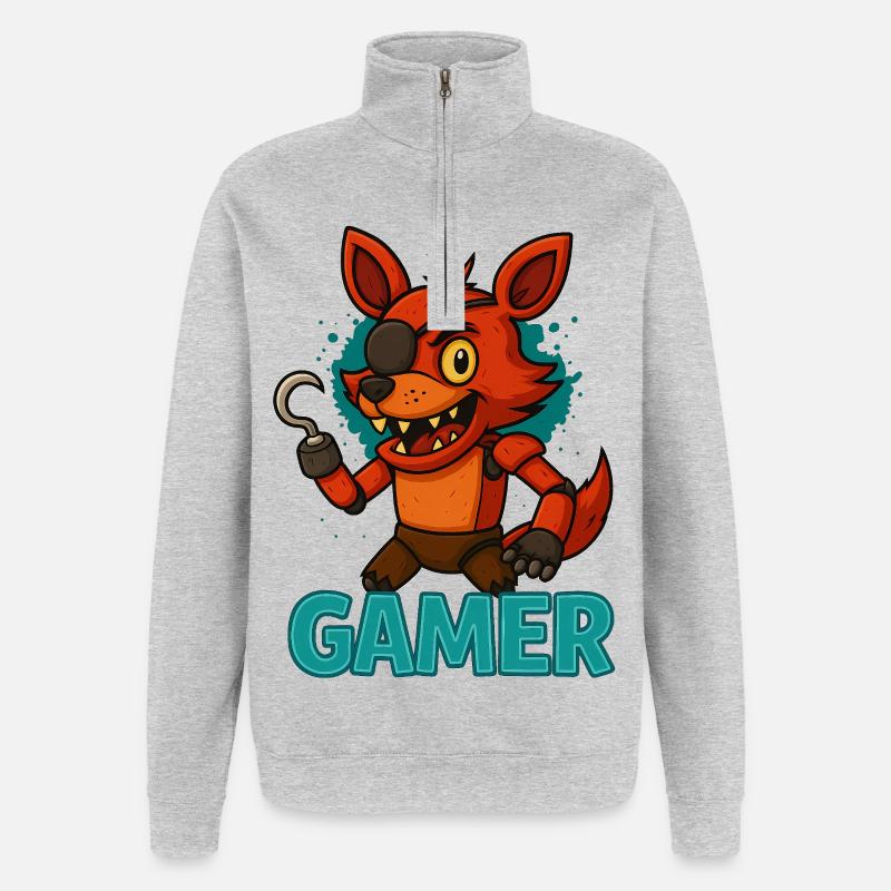 Piratræv Gamer - Sweatshirt med 1/4 lynlås - grå meleret