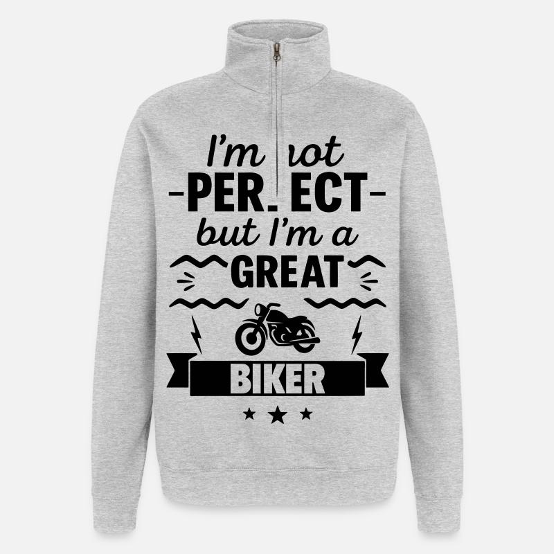 Nicht perfekt aber ein super Biker - Quarter-Zip-Sweatshirt - Grau meliert