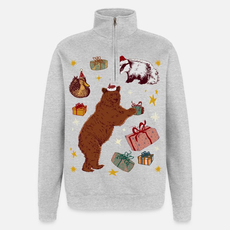 WEIHNACHTSTIERE - Quarter-Zip-Sweatshirt - Grau meliert