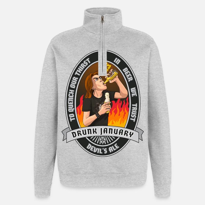 Drunk January - Quarter-Zip Sweatshirt - heather grey