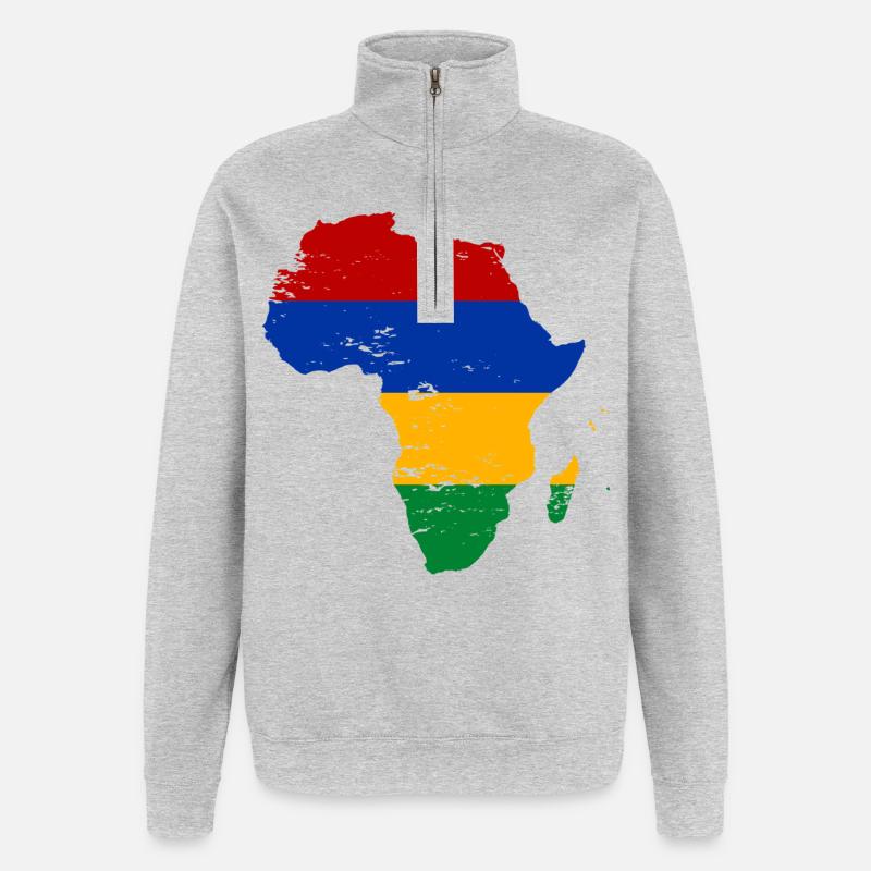 Drapeau Maurice Afrique - Sweat à zip 1/4 - gris chiné