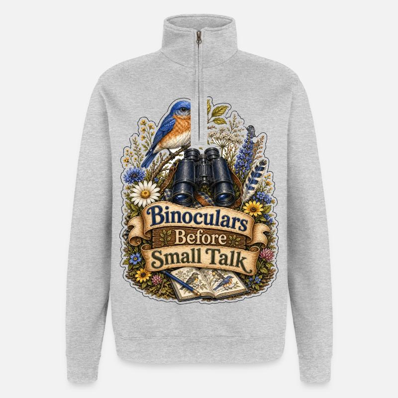 Binoculars Before Small Talk Wolken - Quarter-Zip-Sweatshirt - Grau meliert