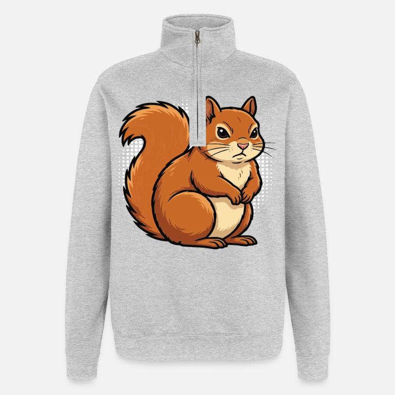 Eichhörnchen Eichhorn Eichhörnchenliebhaber Nager - Quarter-Zip-Sweatshirt - Grau meliert