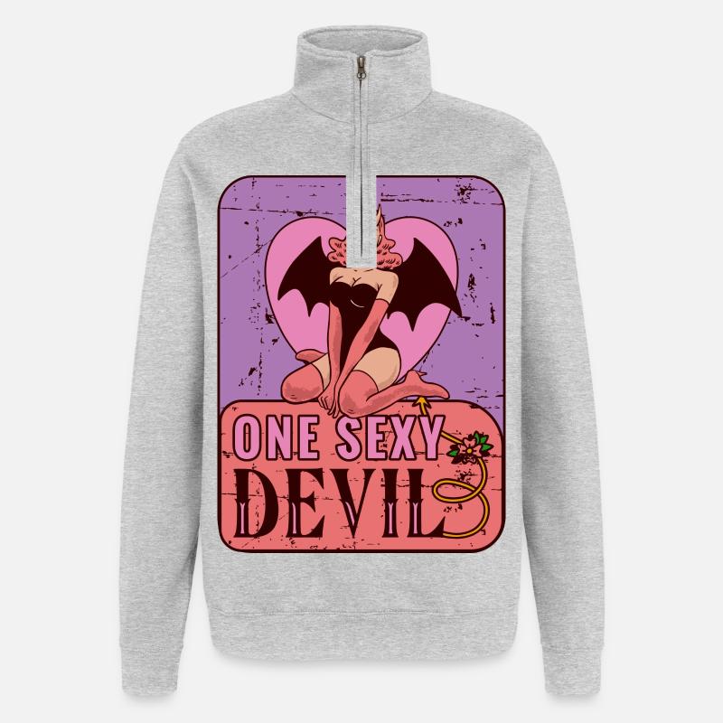 Sexy devil - Quarter-Zip Sweatshirt - heather grey