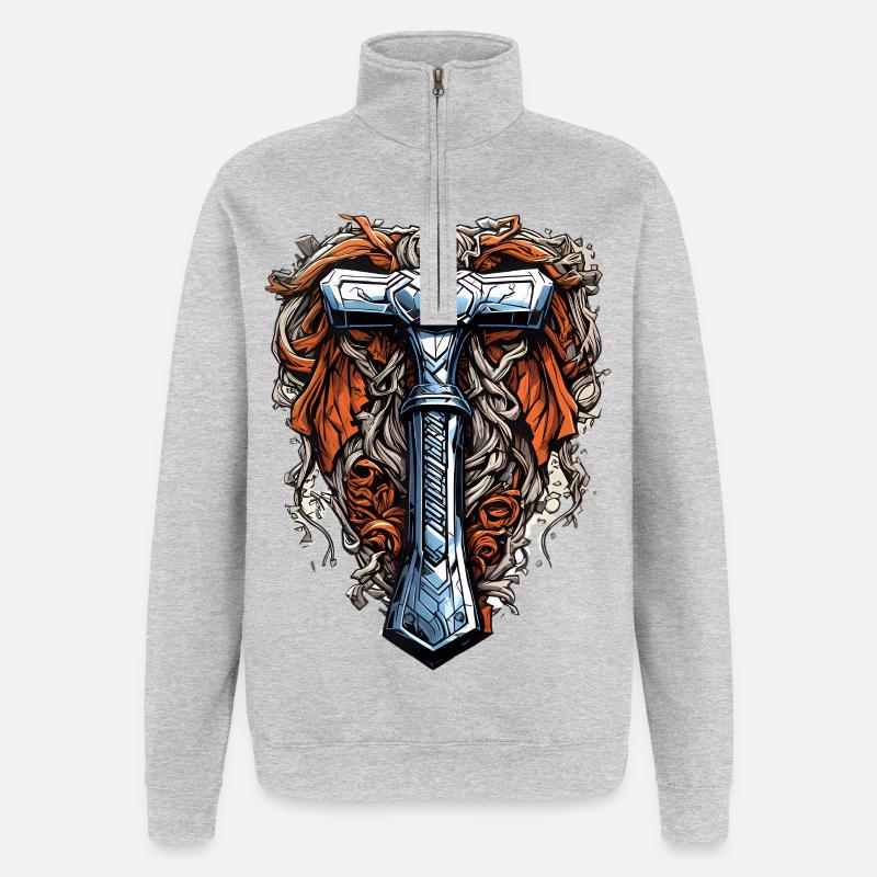 Le marteau de Thor - Sweat à zip 1/4 - gris chiné