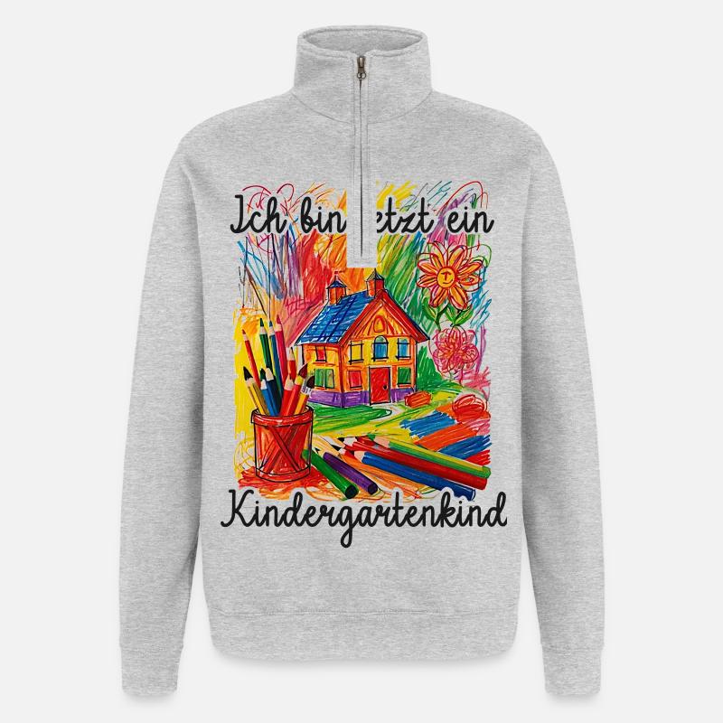 Kindergartenkind - Quarter-Zip-Sweatshirt - Grau meliert