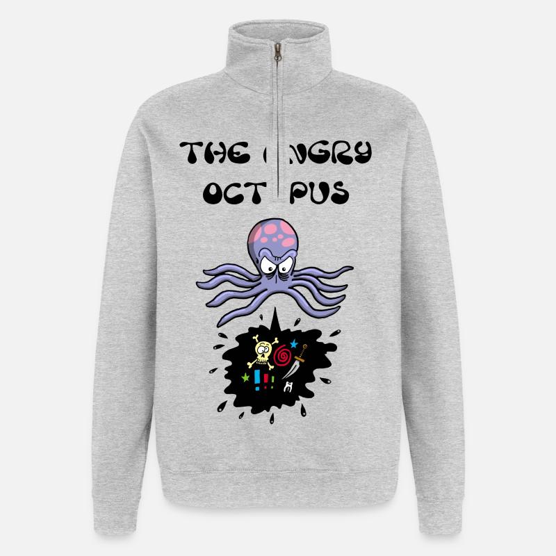 Der wütende Oktopus - Quarter-Zip-Sweatshirt - Grau meliert