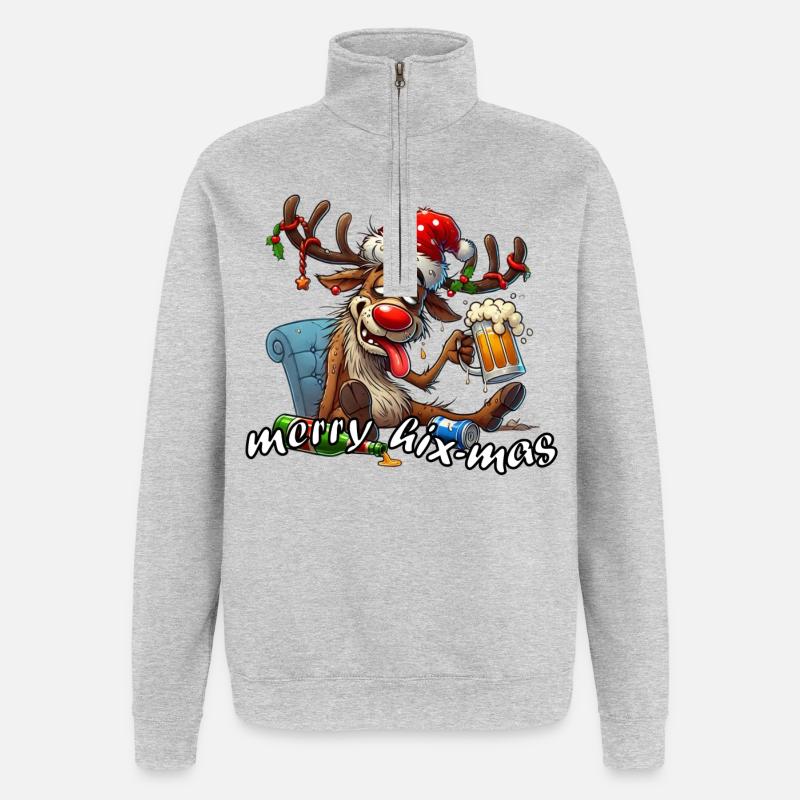 Joyeux Hix-Mas - Sweat à zip 1/4 - gris chiné
