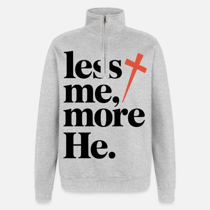 Moins moi plus Il Foi chrétienne - Sweat à zip 1/4 - gris chiné