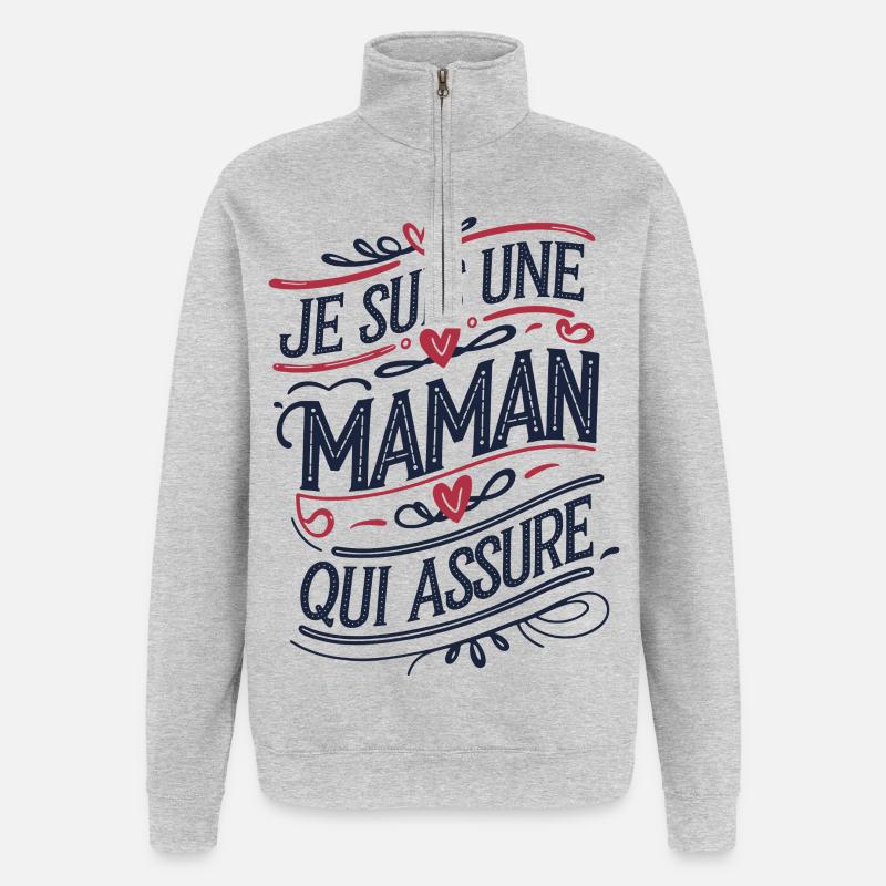 Ich bin eine Mutter, die versichert - Quarter-Zip-Sweatshirt - Grau meliert