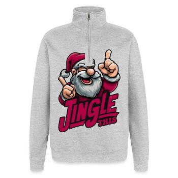 Jingle This - Quarter-Zip-Sweatshirt - Grau meliert - Vorne - AI Model Female 172 light (172cm) & AI Model Male 178 dark (178cm)
