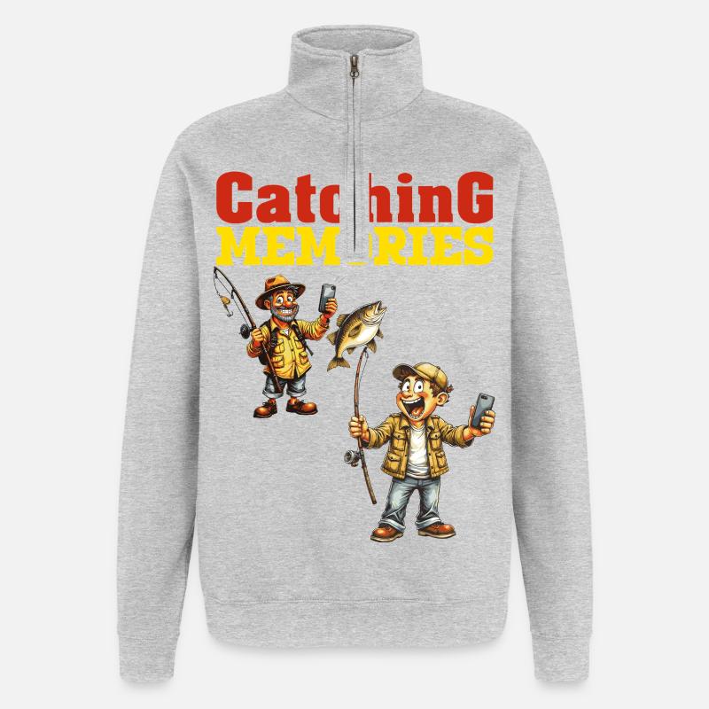 CatchingMemories - Quarter-Zip Sweatshirt - heather grey