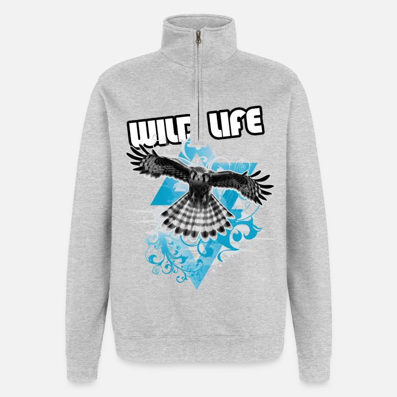 Aigle Libre et Graphique - Sweat à zip 1/4 - gris chiné