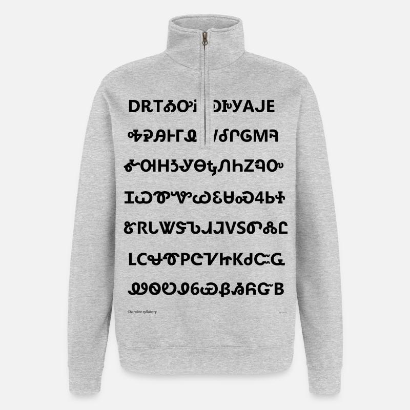 Cherokee Syllabary (black) - Quarter-Zip Sweatshirt - heather grey